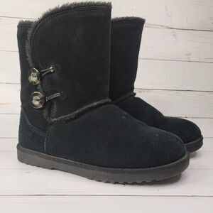 Xhilaration Karenza black suede button up boots size 7